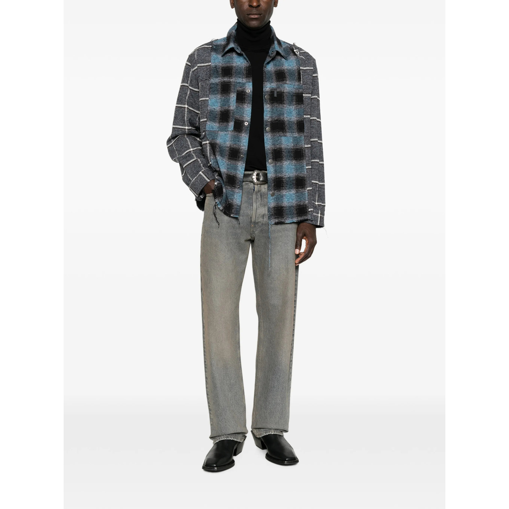 Check-Pattern Frayed Shirt
