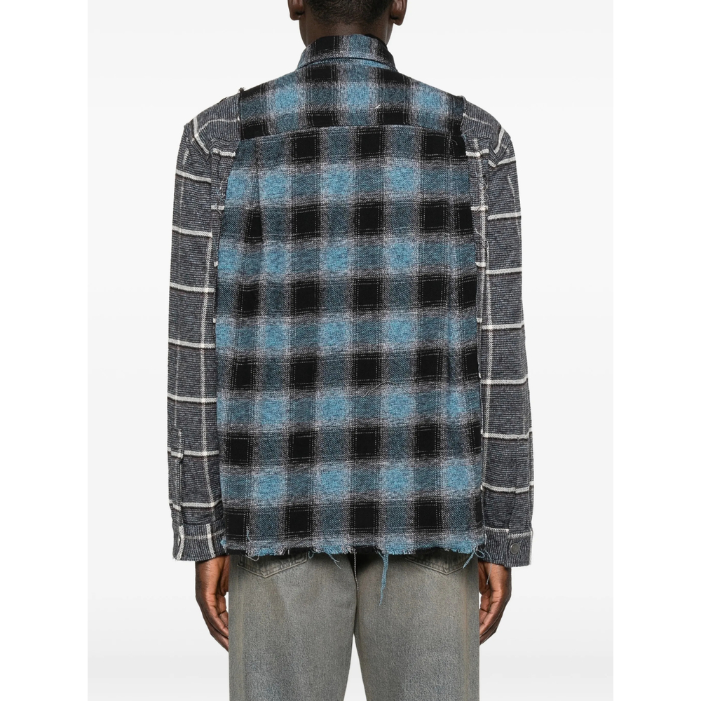 Check-Pattern Frayed Shirt