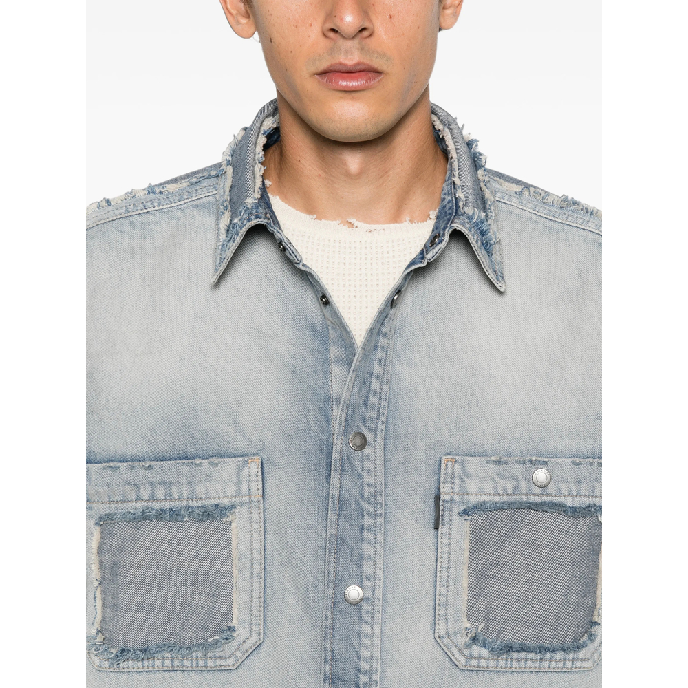 Nelson Distressed Patchwork Denim Shirt