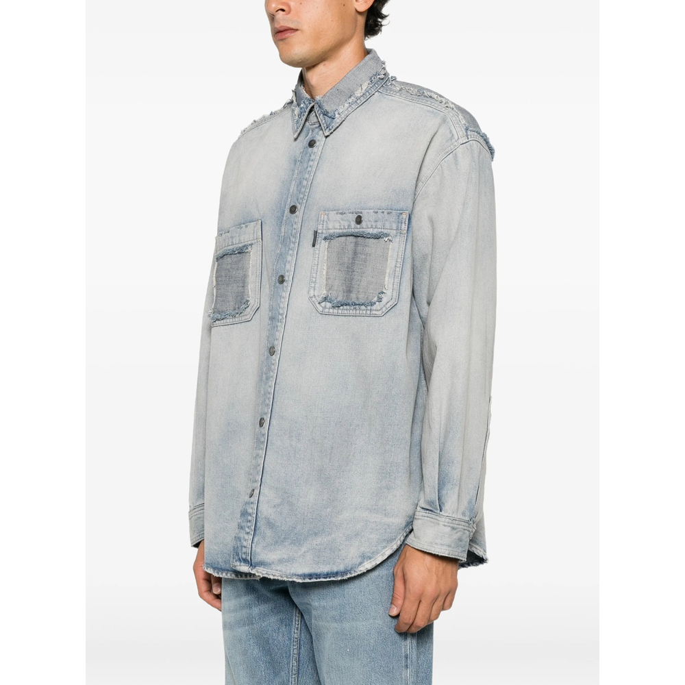 Nelson Distressed Patchwork Denim Shirt