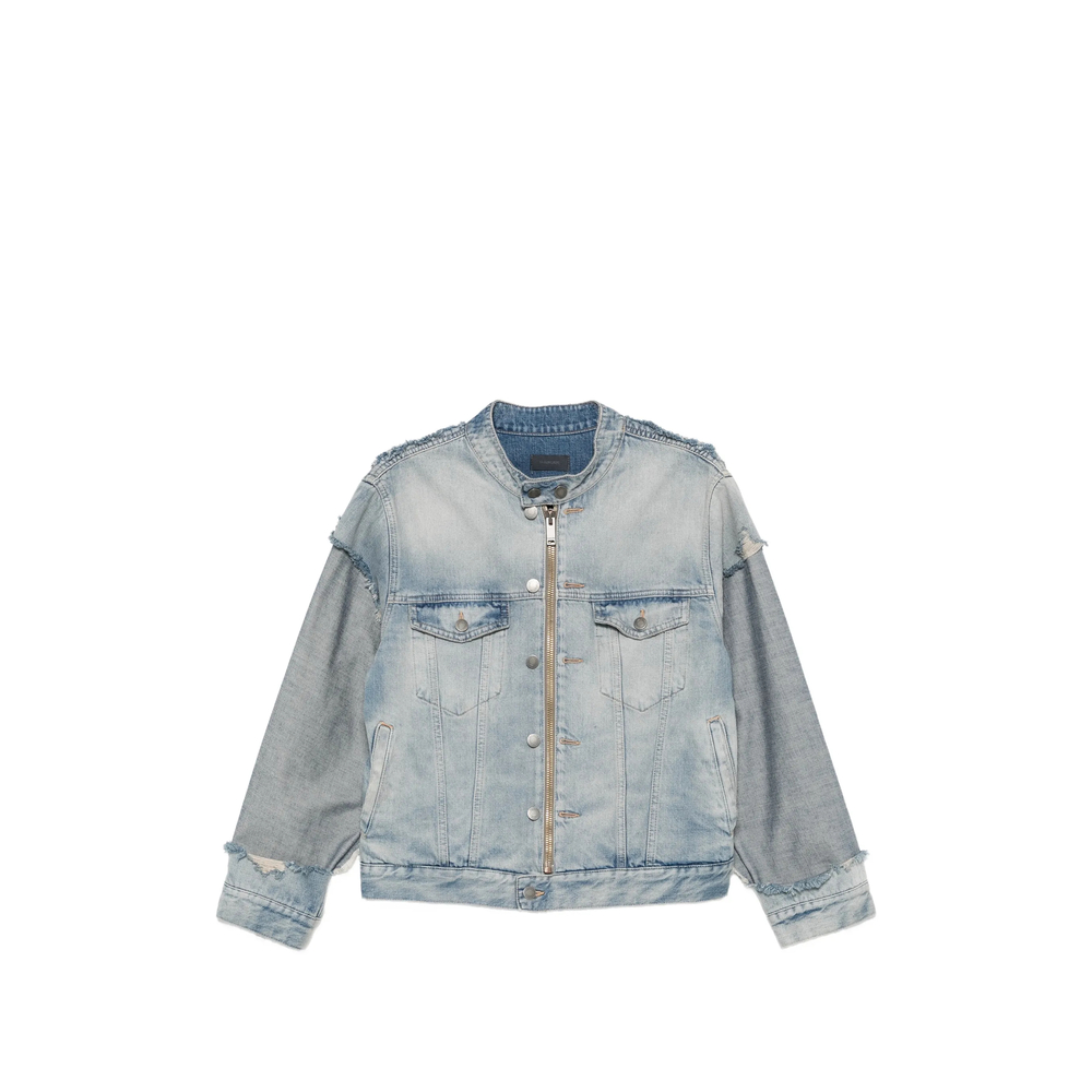 Haikure Distressed Panelled Denim Jacket