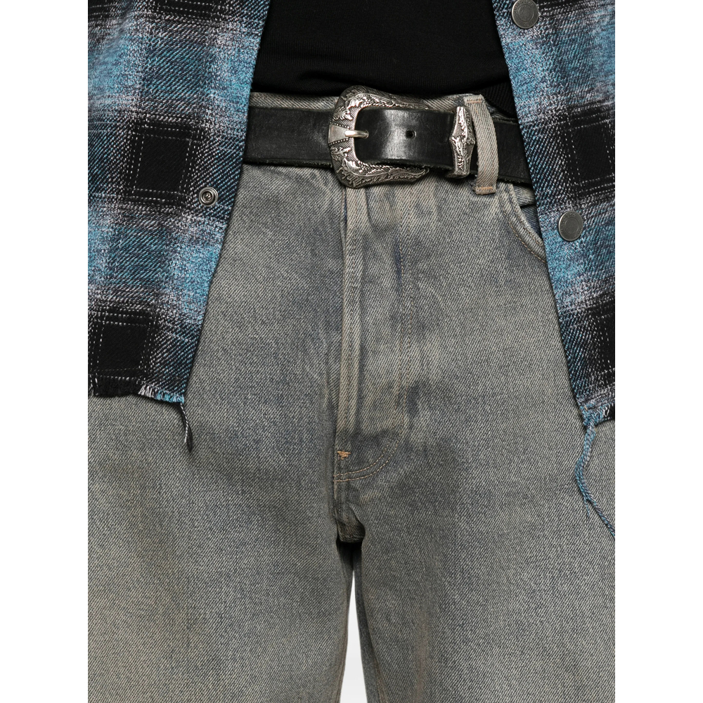 Faded-Effect Logo-Patch Jeans