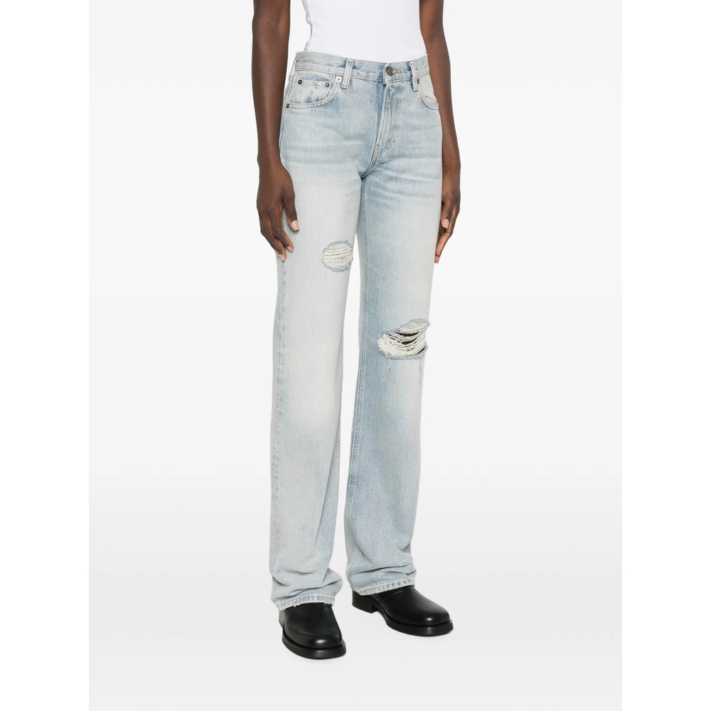 Distressed Straight-Leg Jeans