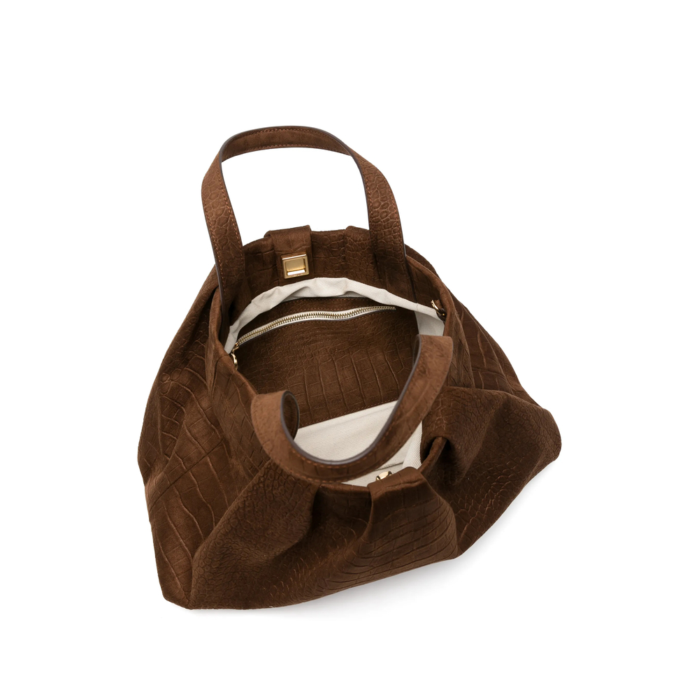 Themoirè Croc-Effect Ruched Shoulder Bag