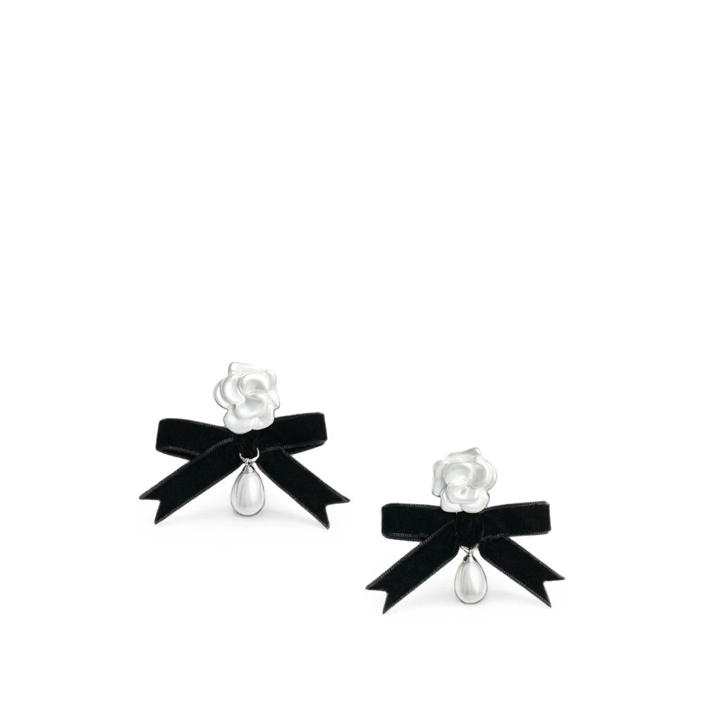 Self-portrait Bow-detail Flower Earrings