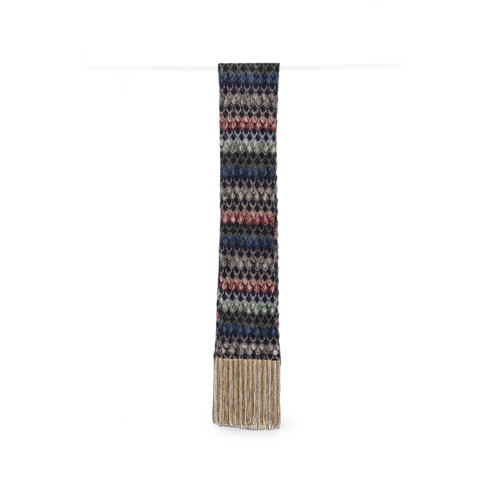 Missoni Zigzag-knit Fringed Scarf In Green