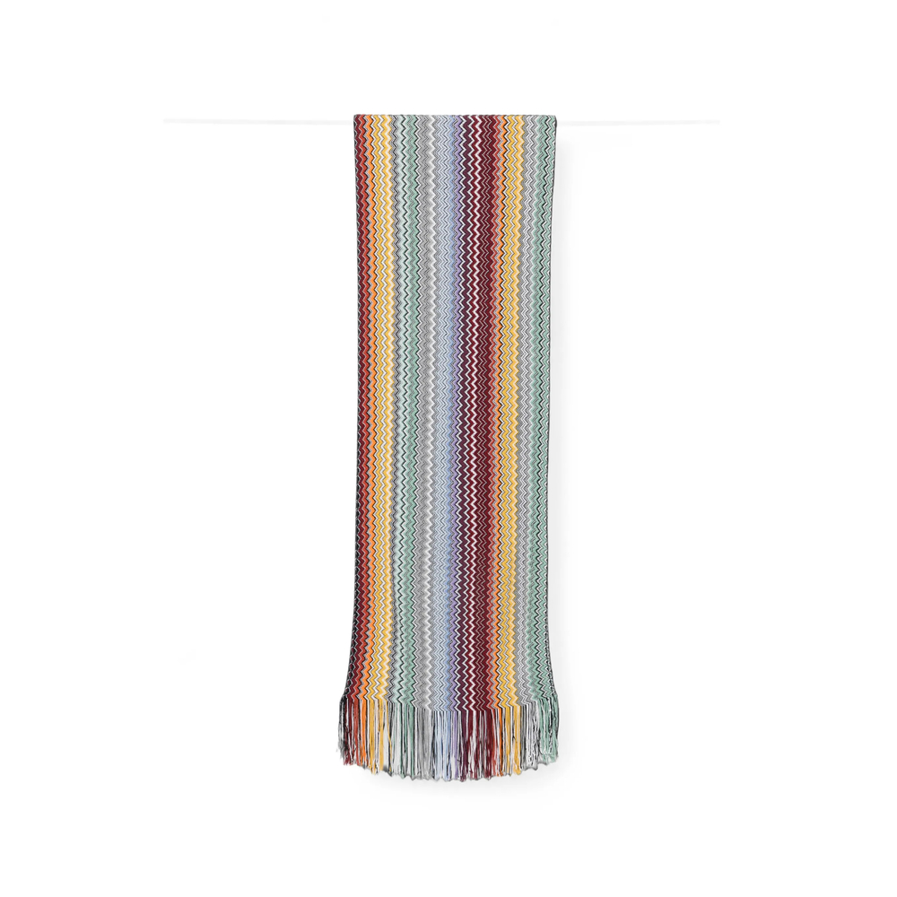 Missoni Zig-zag-knit Fringed Scarf In Grey