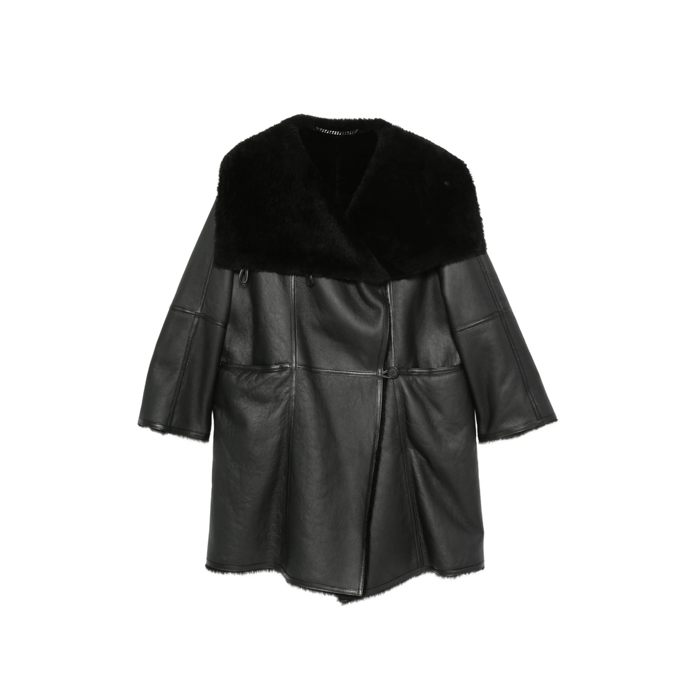 Emmeti Shearling-collar Leather Coat