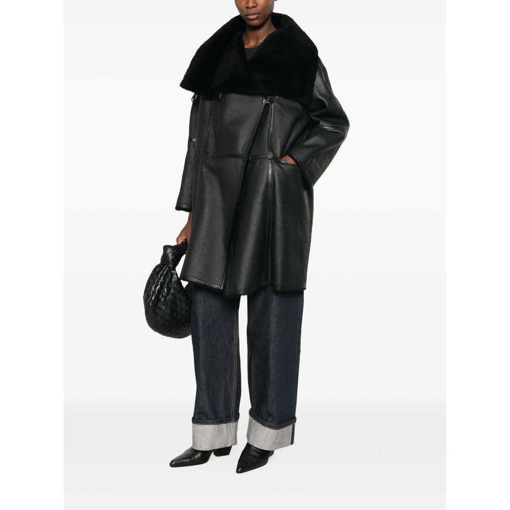 Shearling-Collar Coat