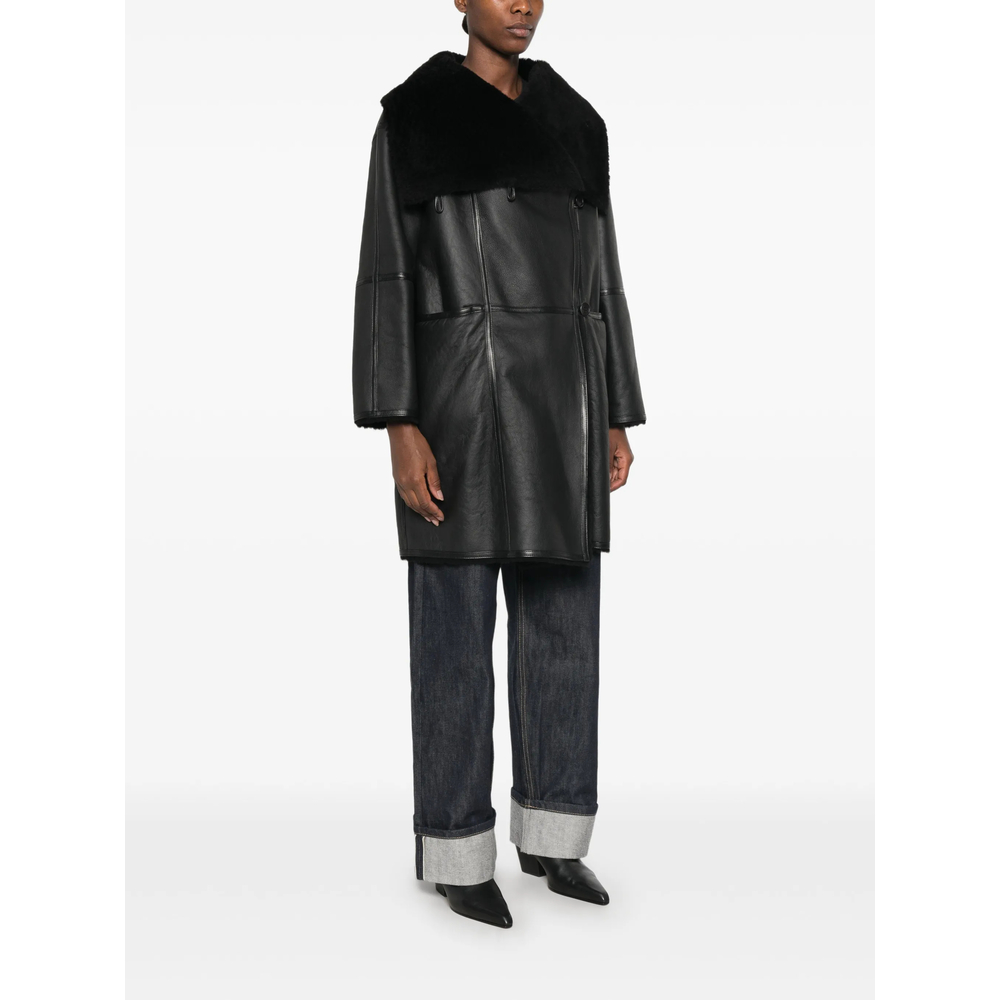 Shearling-Collar Coat