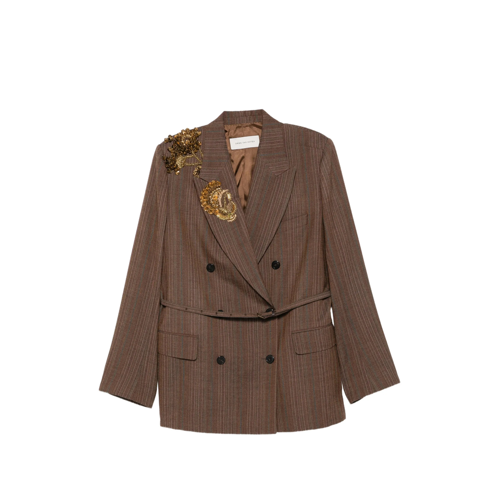 Sequin-Embellished Pinstripe Jacket