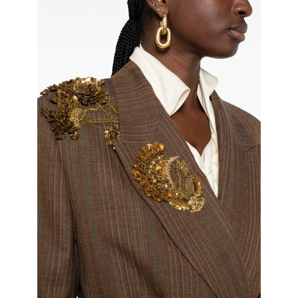 Sequin-Embellished Pinstripe Jacket