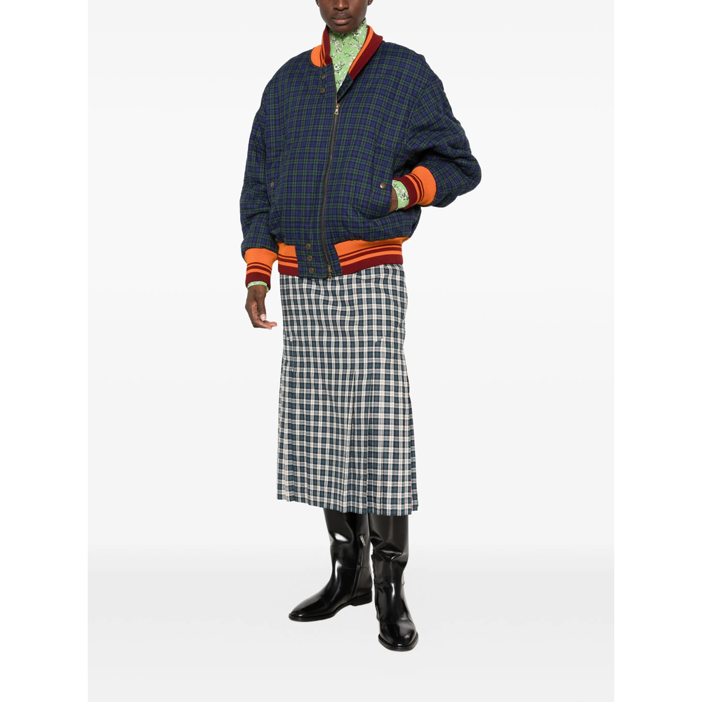 Valdi Quilted Checked Bomber Jacket