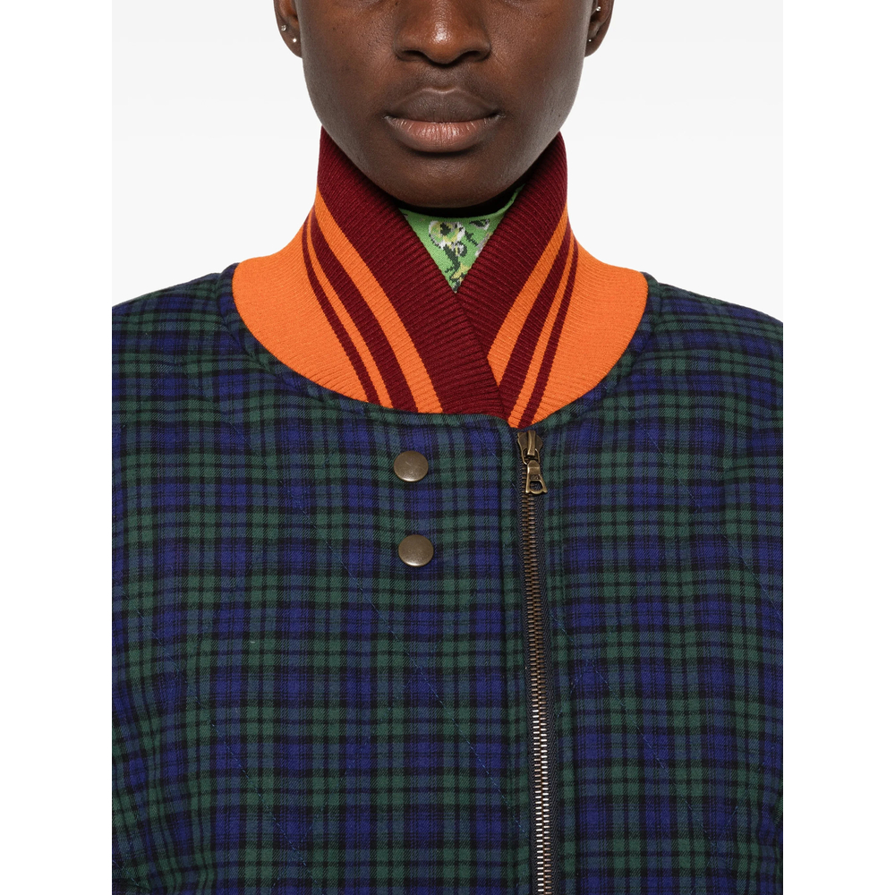 Valdi Quilted Checked Bomber Jacket