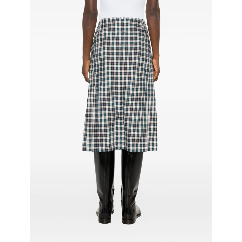 Check-Pattern Pleated Skirt