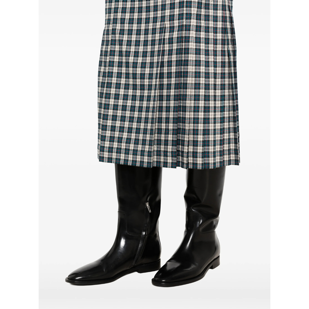 Check-Pattern Pleated Skirt