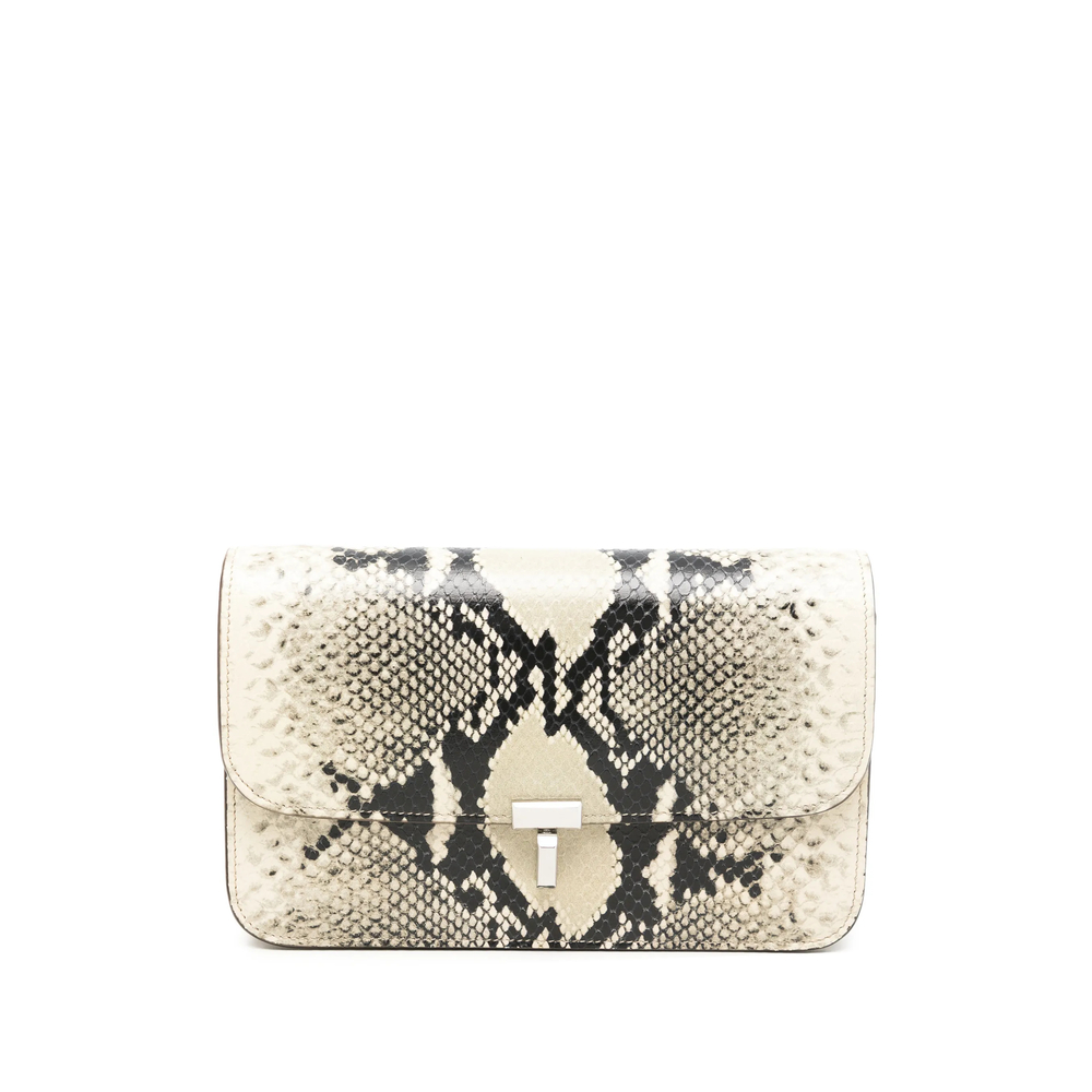 Toteme T-lock Python-effect Leather Clutch Bag