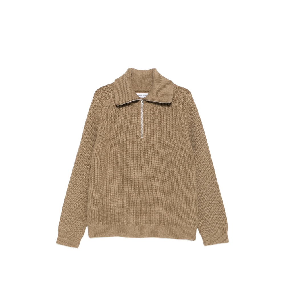 Samsoe & Samsoe Sarick Ribbed-knit Quarter-zip Sweater In Grey