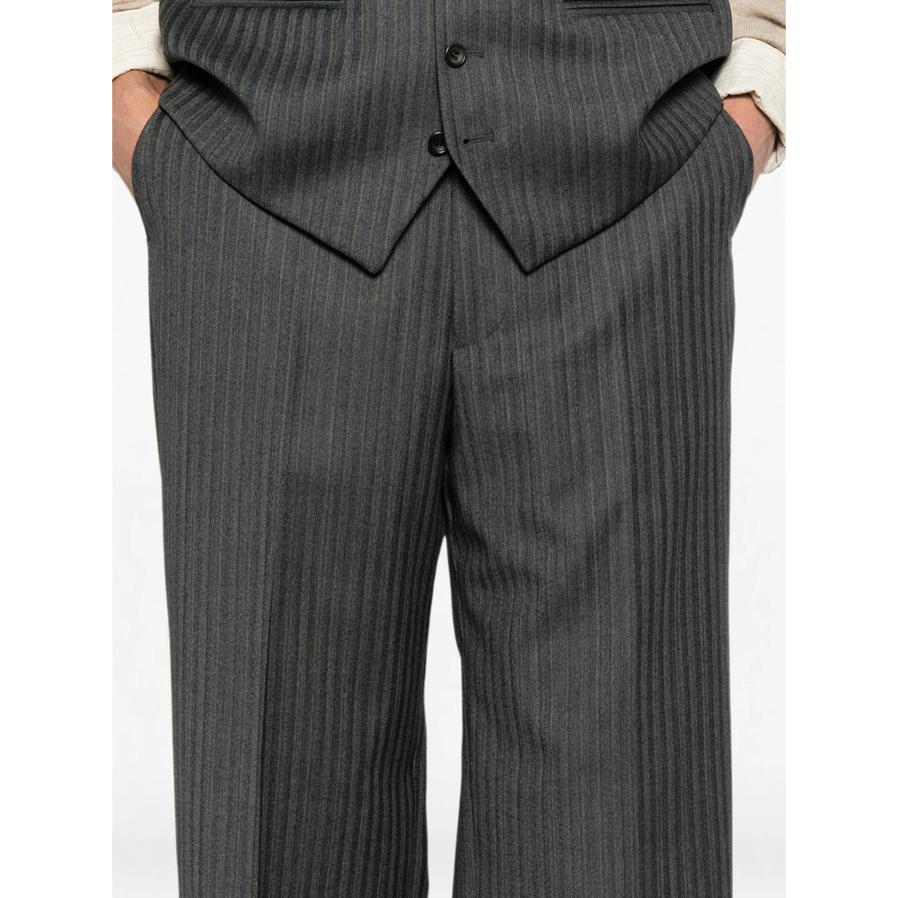 Pinstripe-Pattern Straight-Leg Trousers