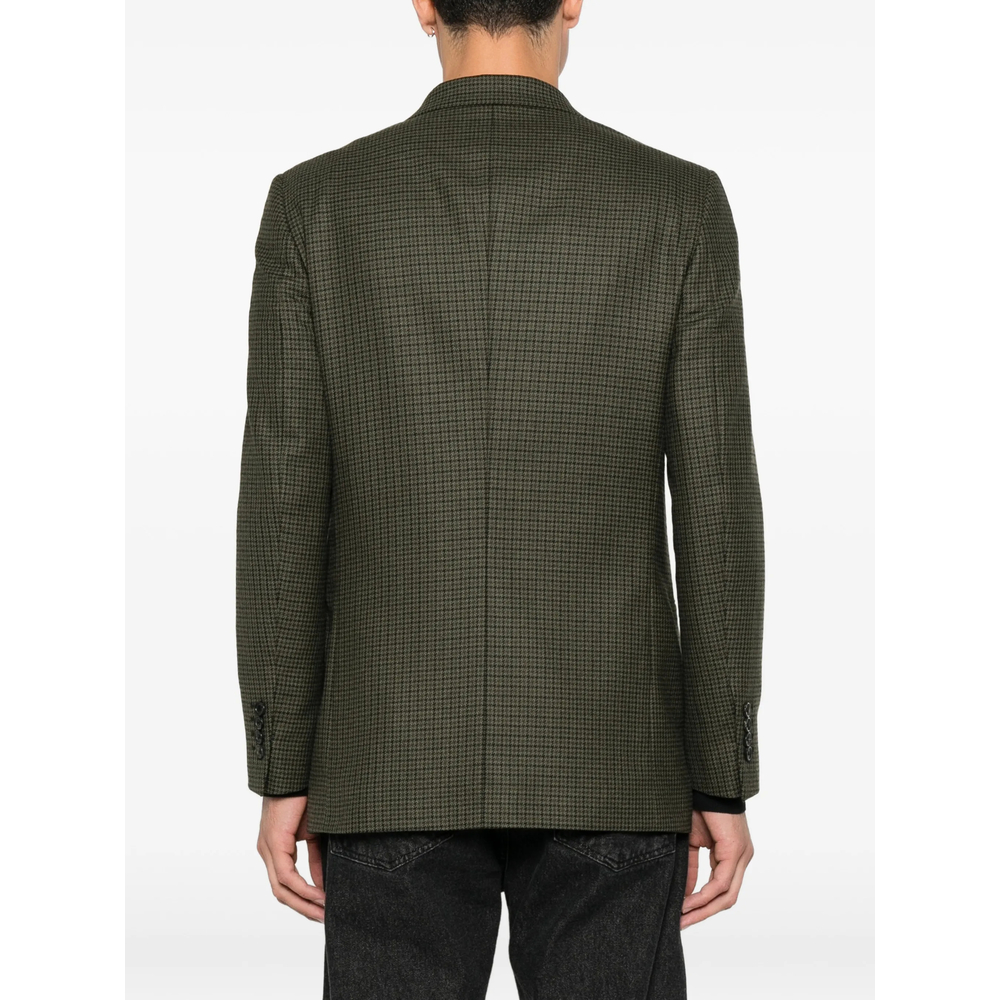 Houndstooth-Pattern Single-Breasted Blazer