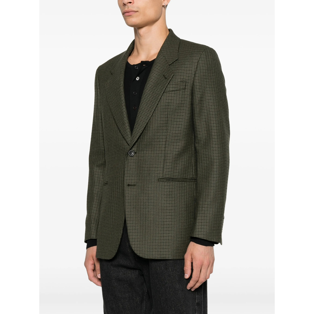 Houndstooth-Pattern Single-Breasted Blazer