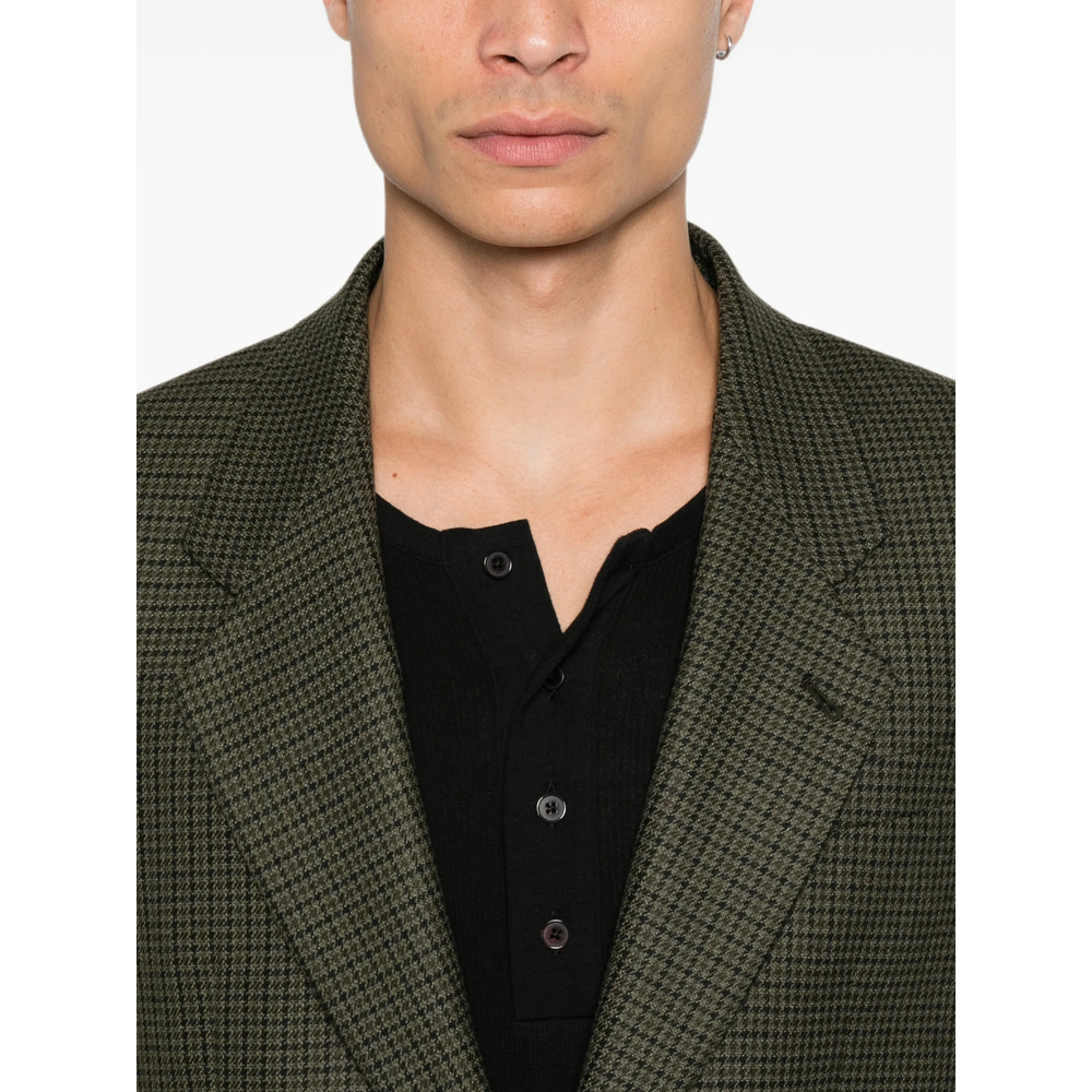 Houndstooth-Pattern Single-Breasted Blazer