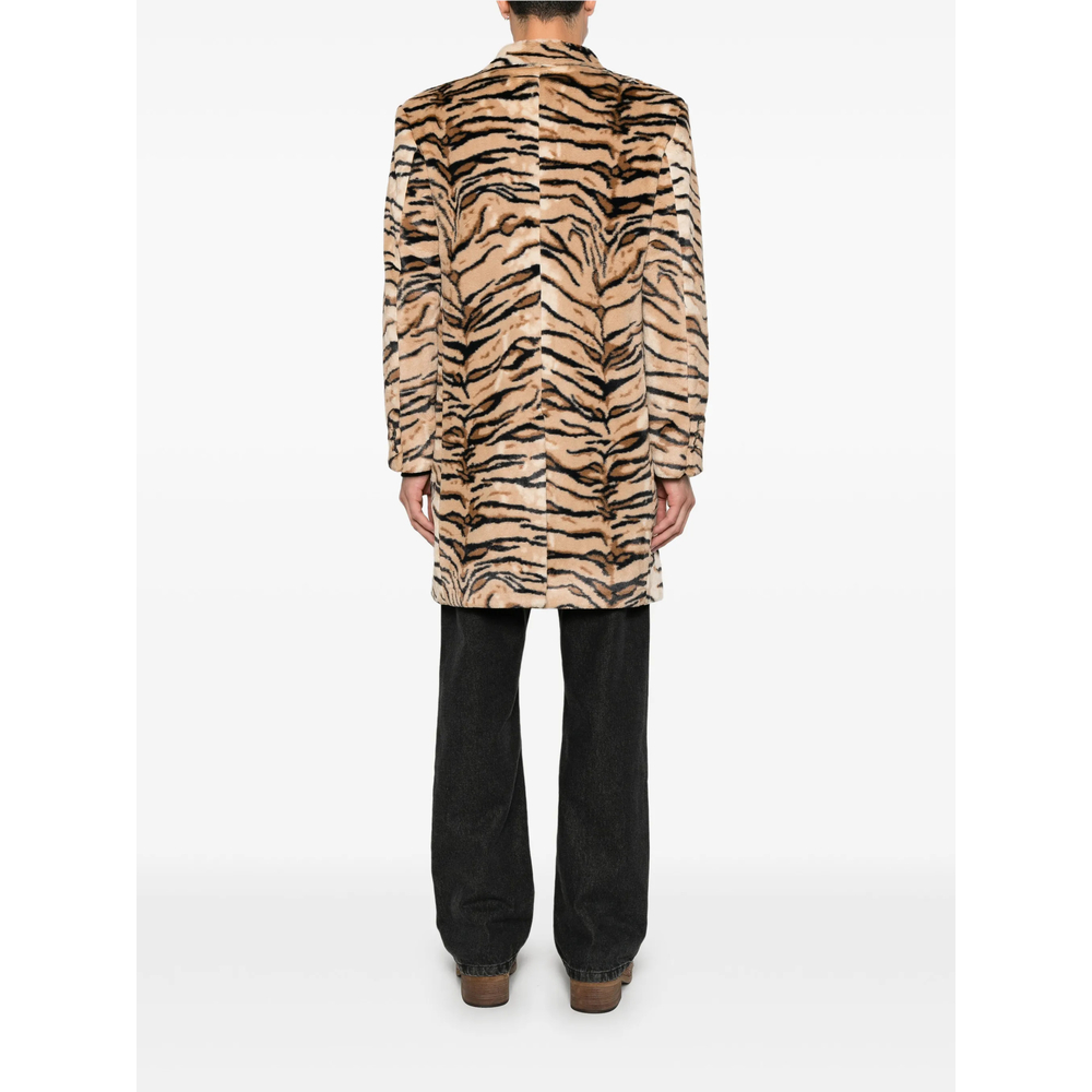 Tiger-Print Notched-Lapel Coat