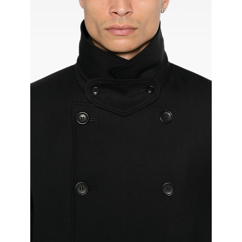 Double-Breasted High-Neck Coat