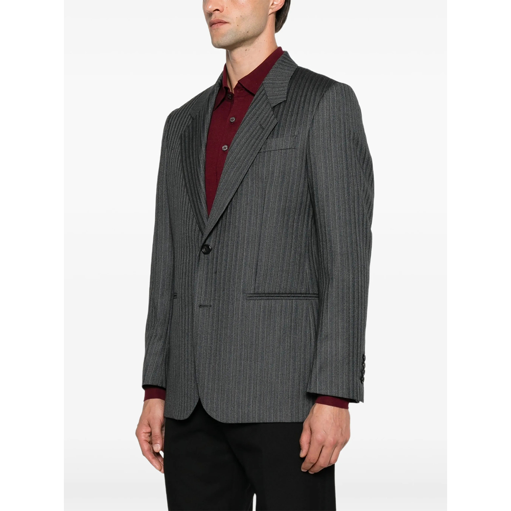 Pinstripe-Pattern Notched-Lapels Jacket