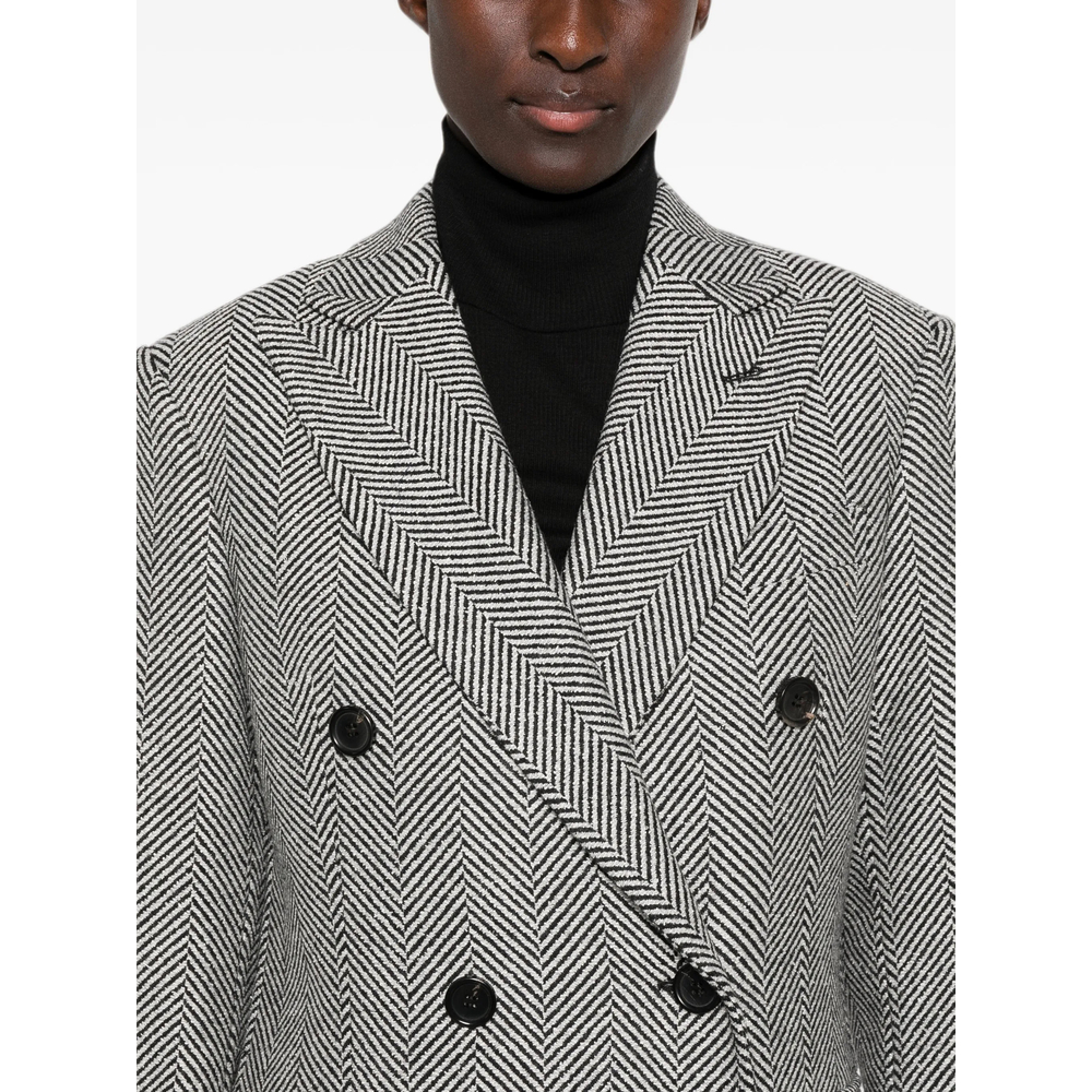 Herringbone Double-Breasted Coat