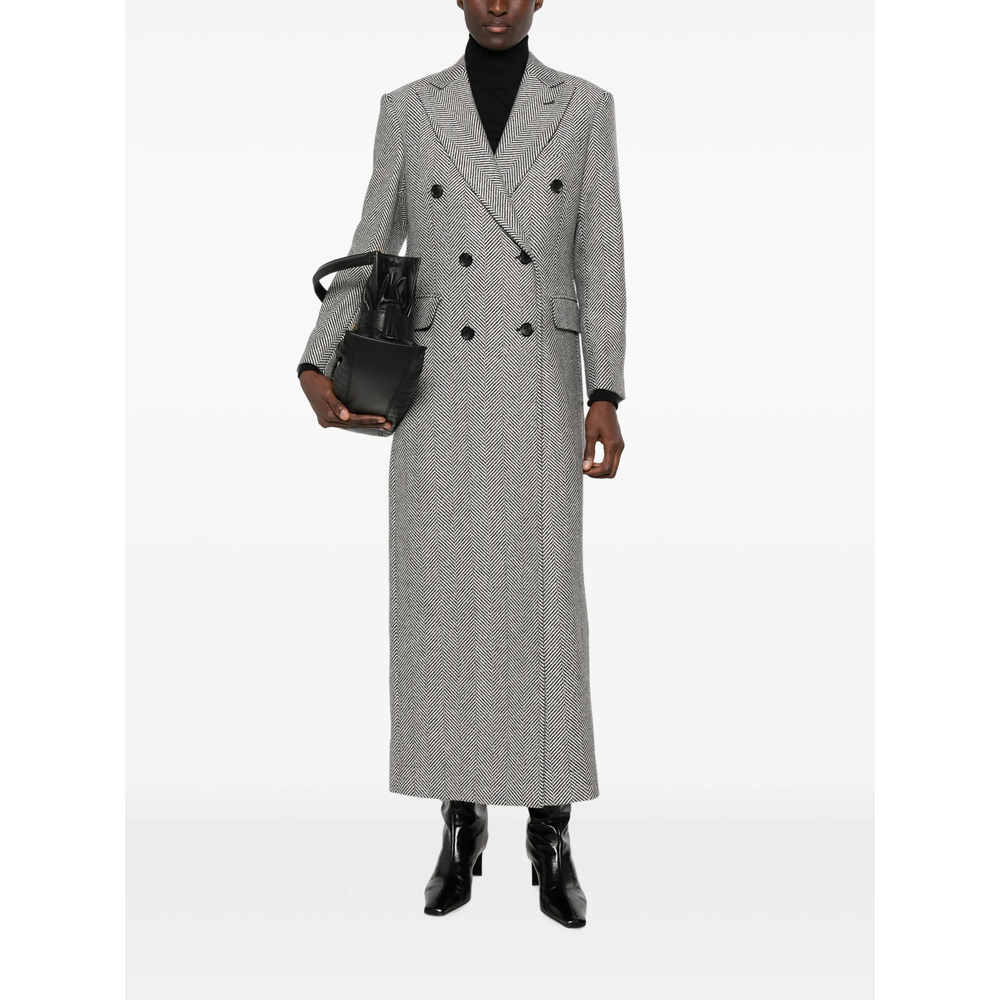 Herringbone Double-Breasted Coat
