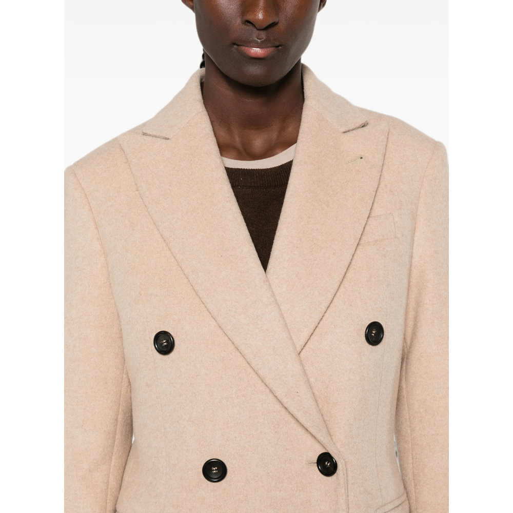 Double-Breasted Peaked-Lapel Coat
