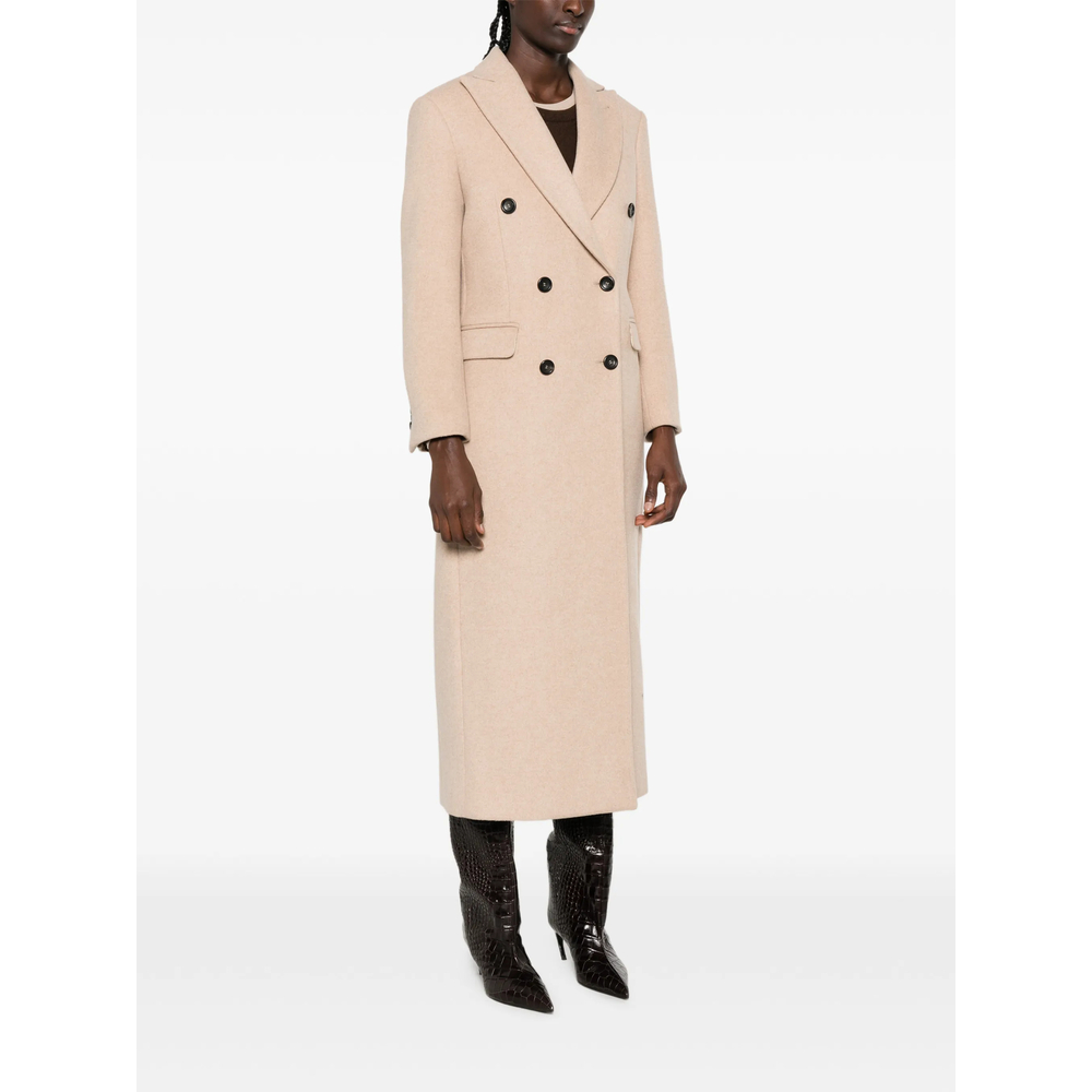Double-Breasted Peaked-Lapel Coat