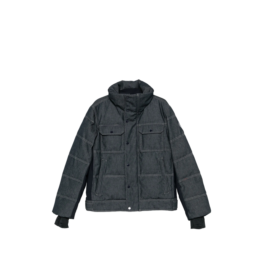 Carlo Denim Quilted Contrast-Stitch Ski Jacket