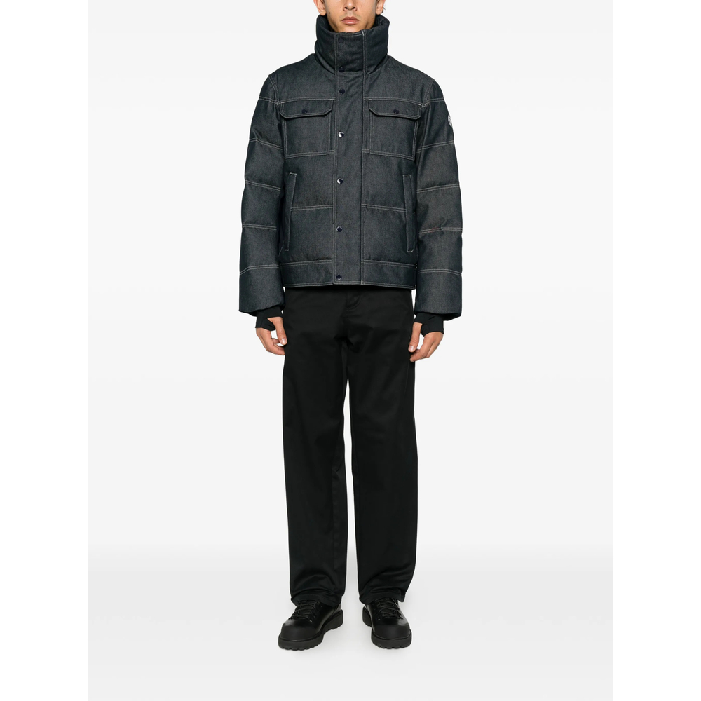 Carlo Denim Quilted Contrast-Stitch Ski Jacket