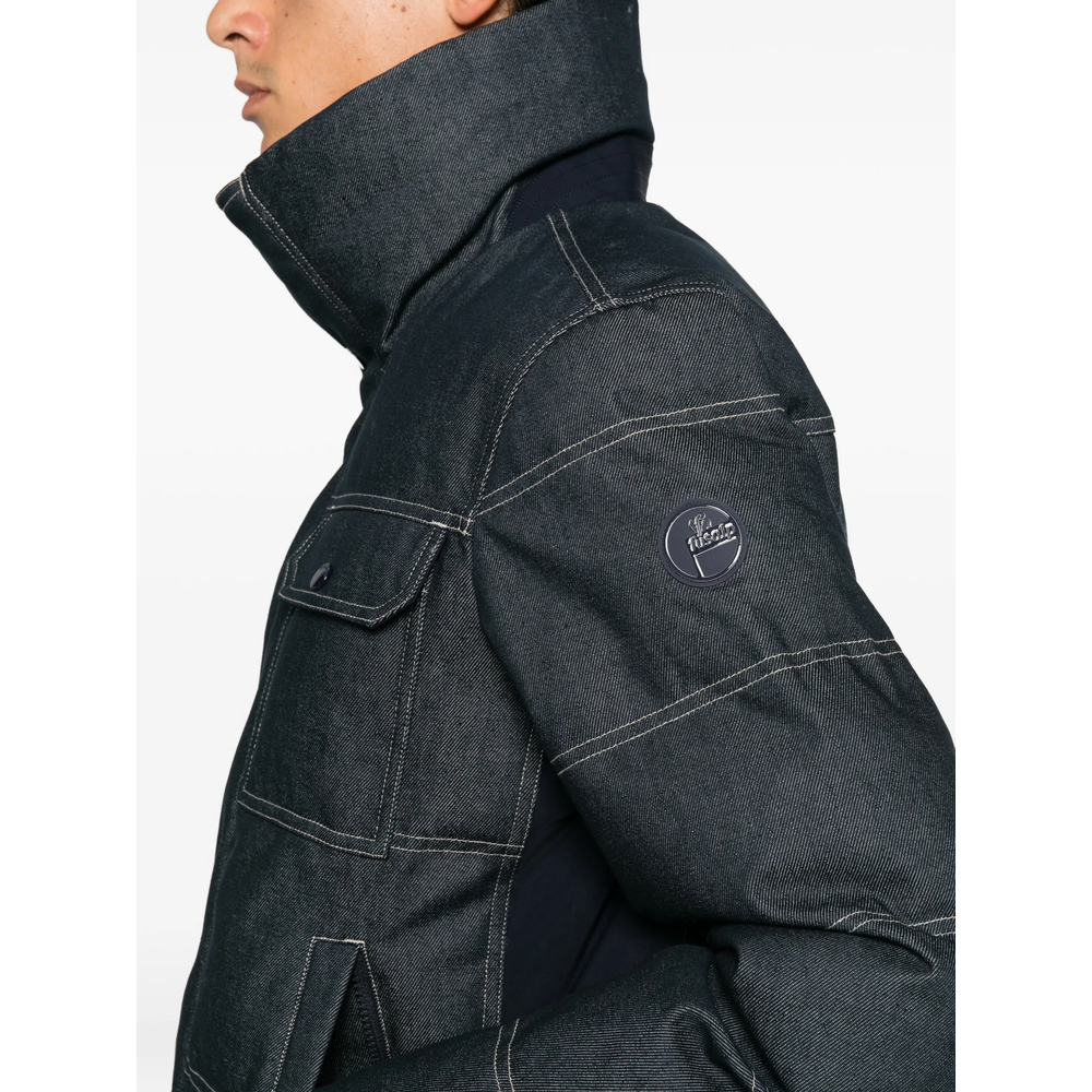 Carlo Denim Quilted Contrast-Stitch Ski Jacket