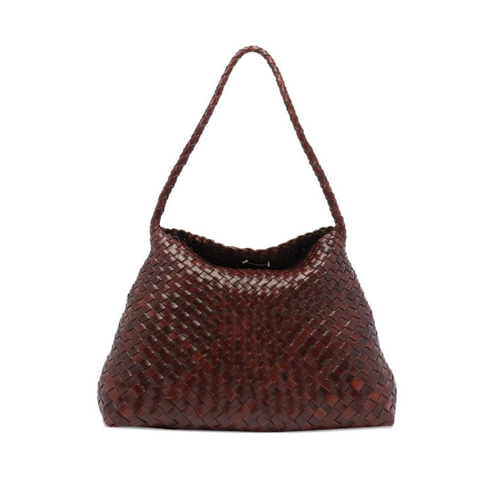 Dragon Diffusion Santa Maria Woven Leather Shoulder Bag In Brown