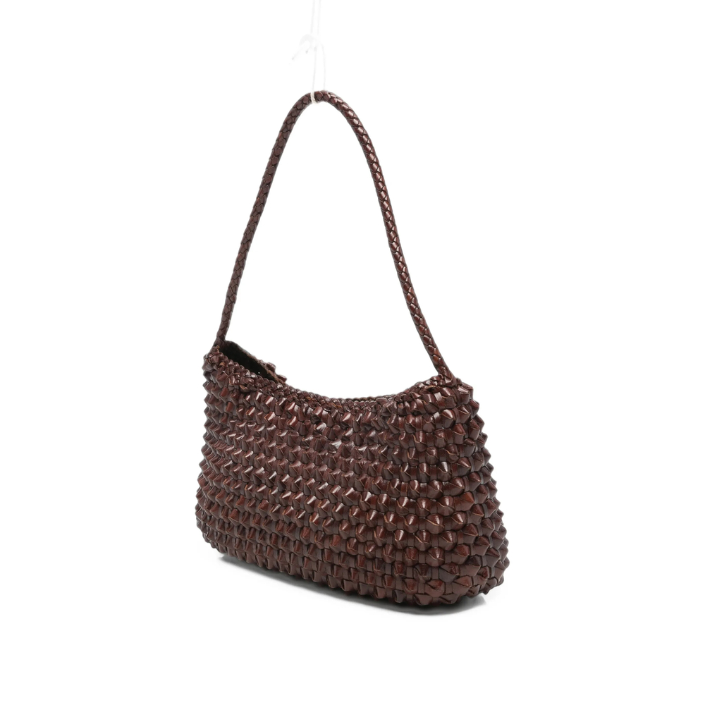 Basil Cactus Woven-Leather Shoulder Bag
