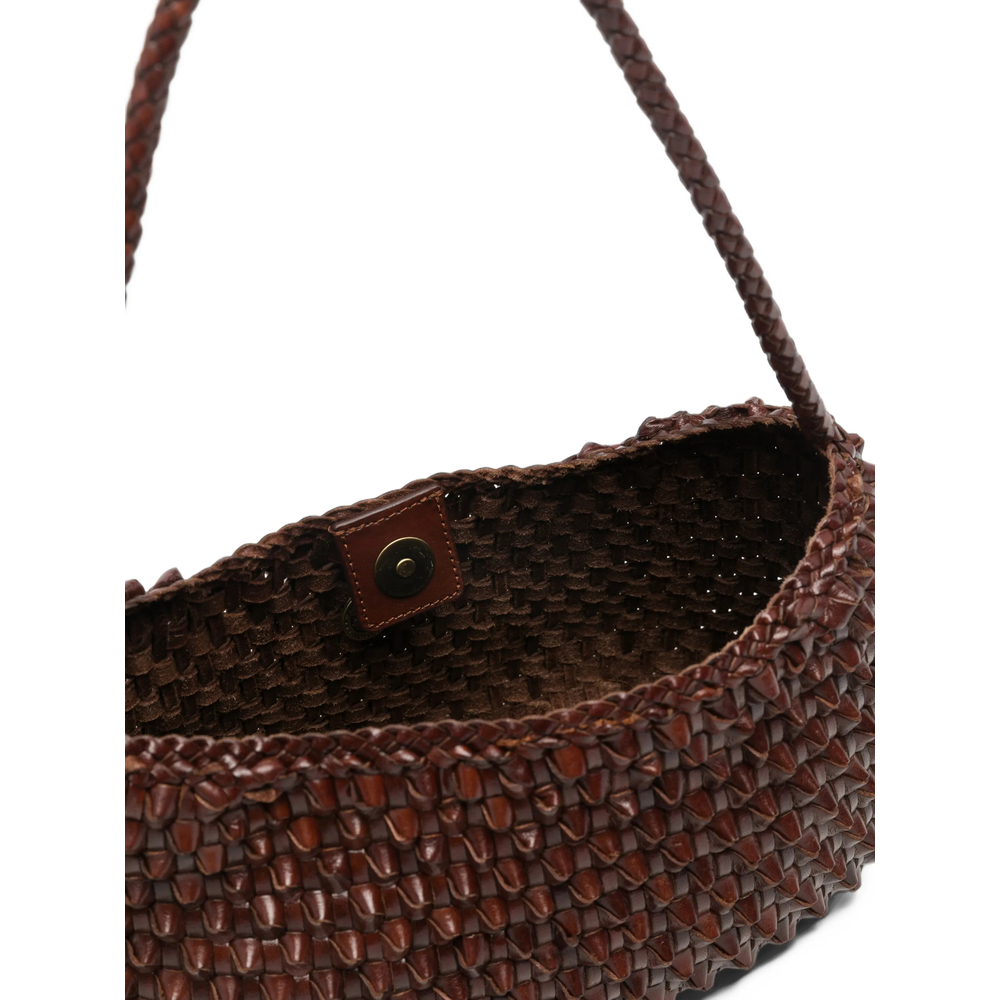 Basil Cactus Woven-Leather Shoulder Bag