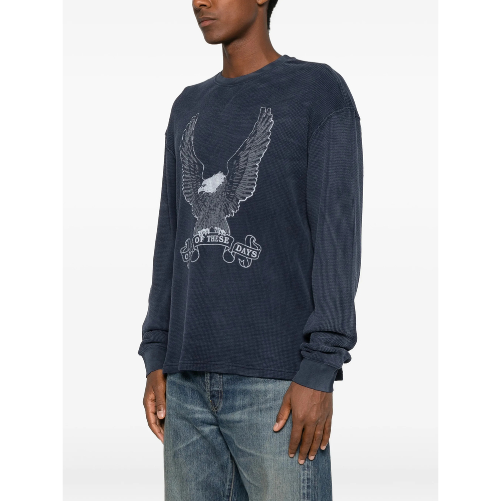 Eagle-Print Waffle-Knit Long-Sleeve T-Shirt