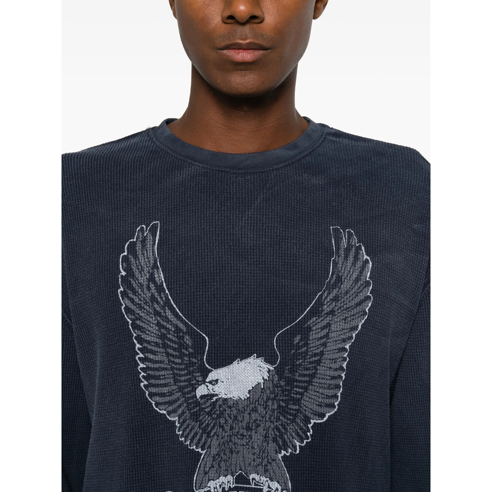 Eagle-Print Waffle-Knit Long-Sleeve T-Shirt