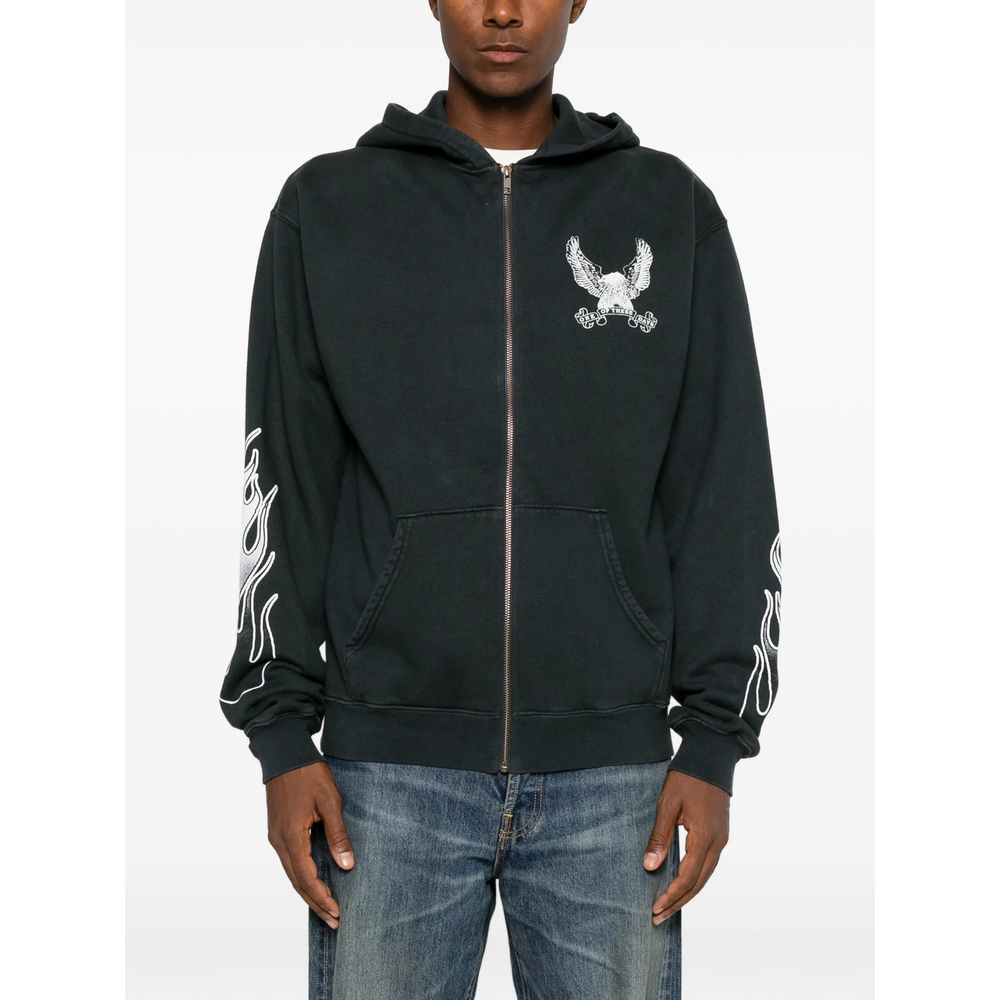 Graphic-Print Zip-Up Hoodie