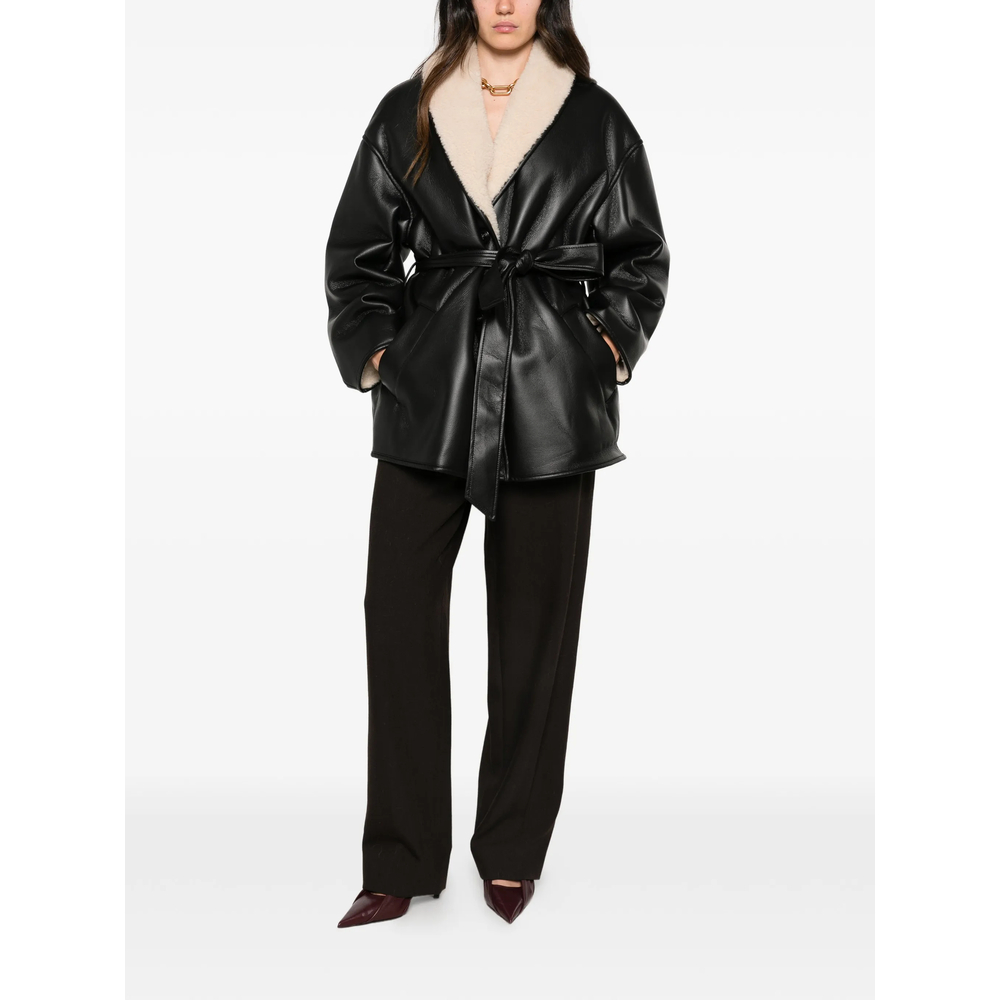 Stand Kathi Belted Faux-Shearling-Trim Jacket