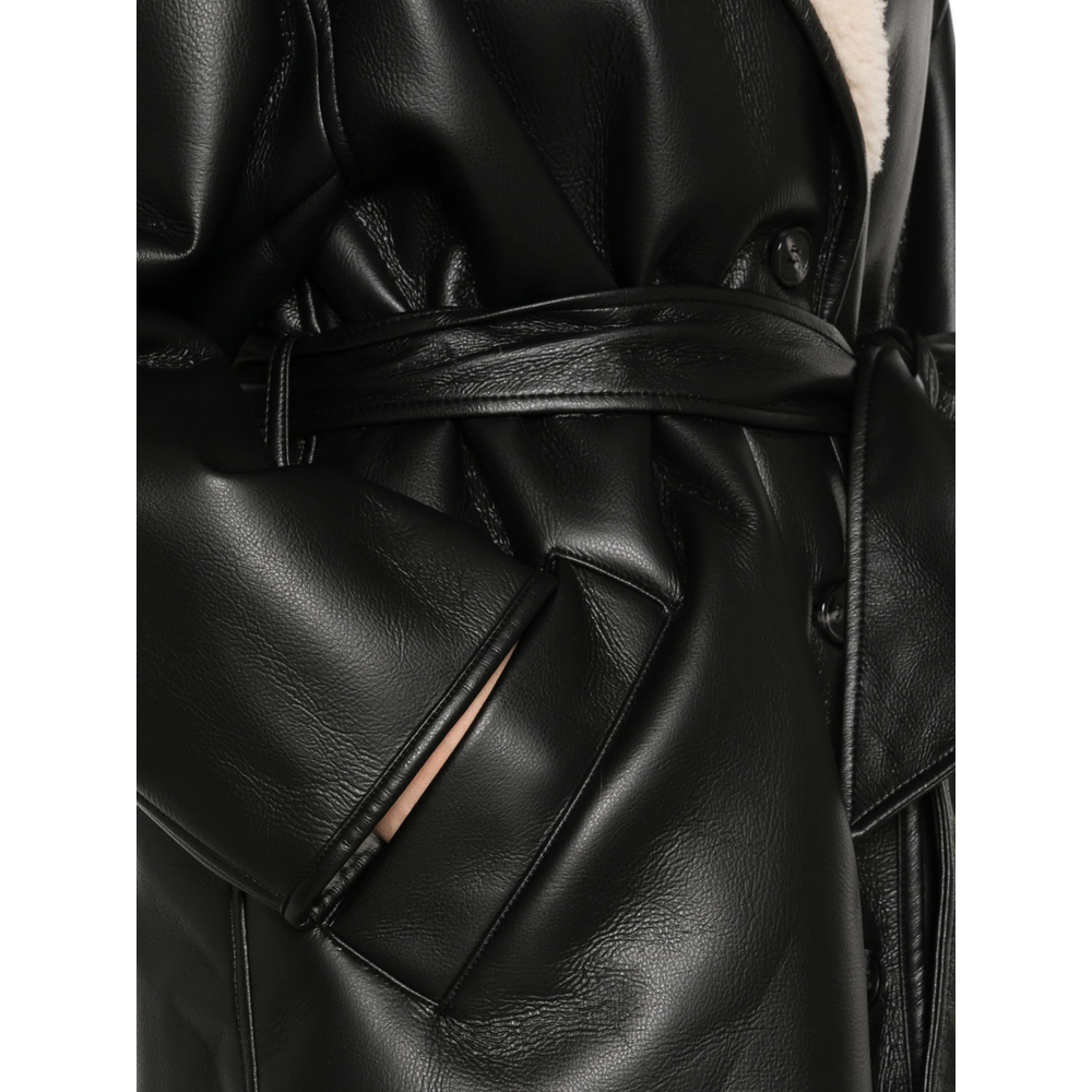 Stand Kathi Belted Faux-Shearling-Trim Jacket