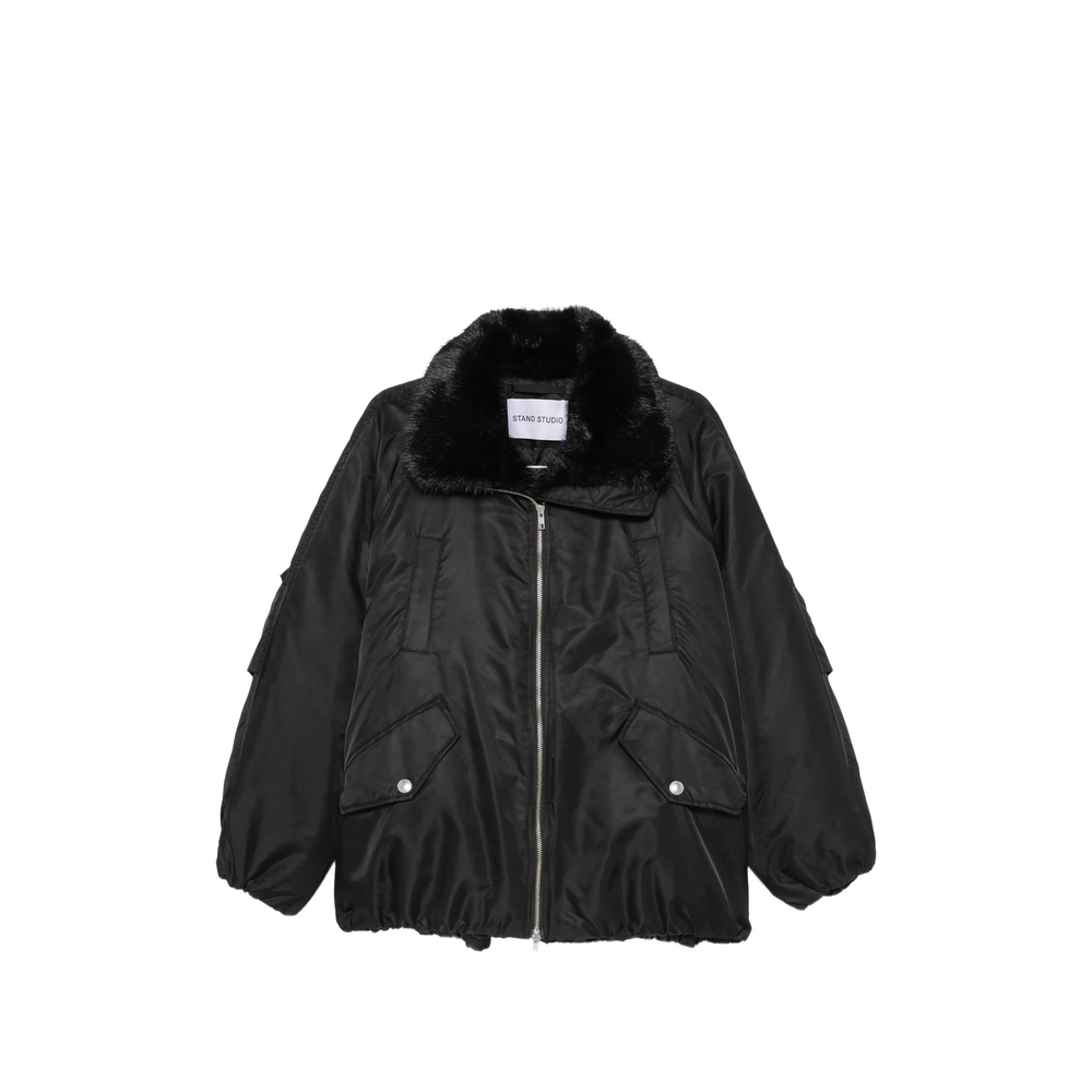 Stand Faux-Fur Collar Bomber Jacket