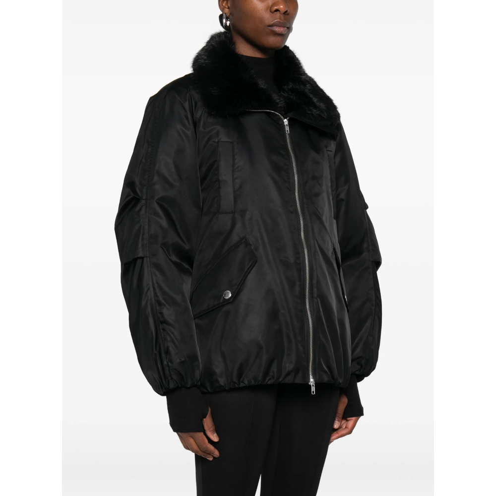 Stand Faux-Fur Collar Bomber Jacket
