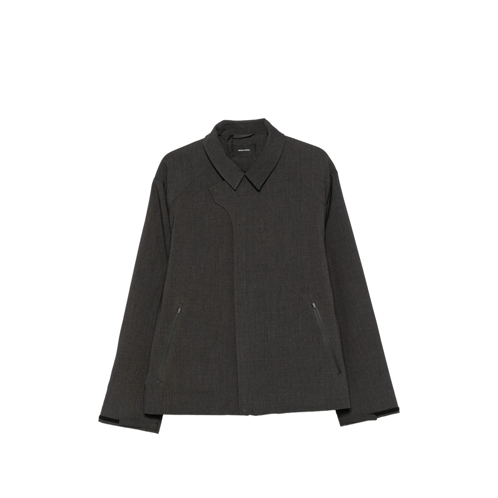 Asymmetric-Fastening Raglan-Sleeve Jacket