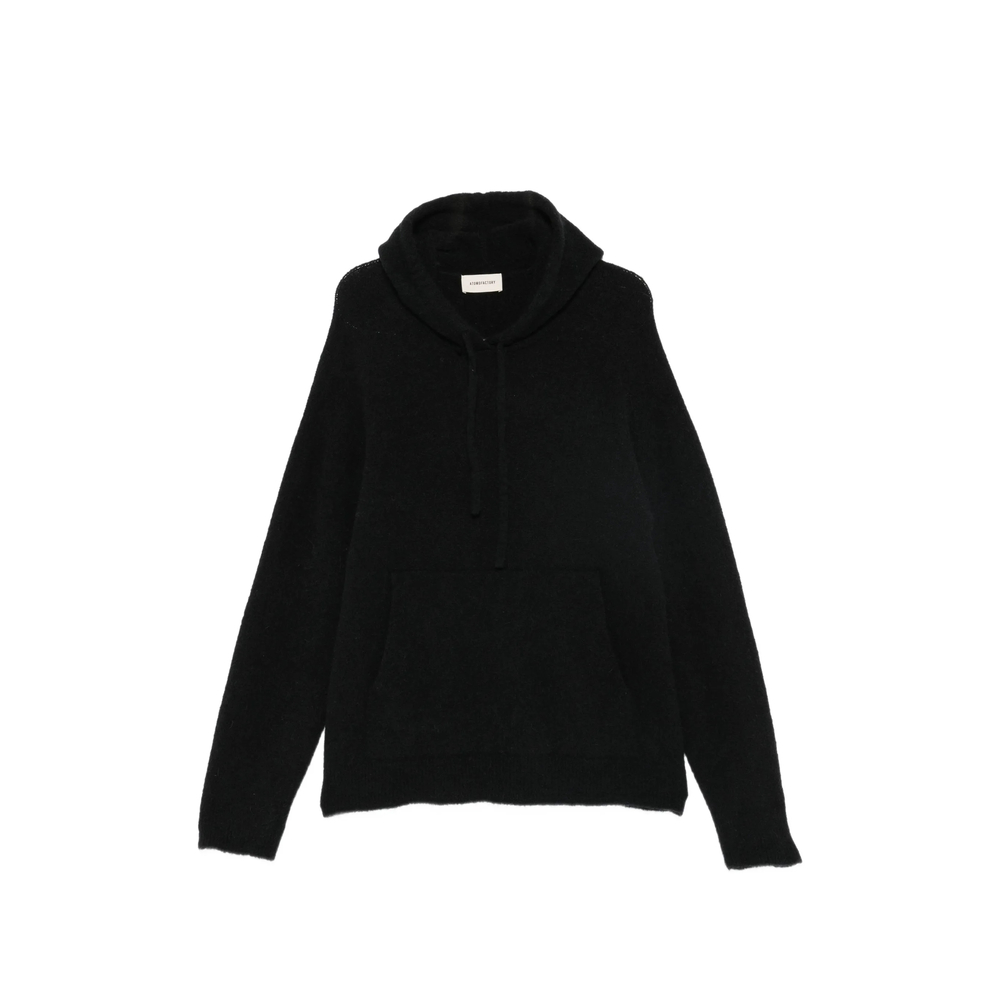 Atomo Factory Drawstring Knitted Hoodie In Black