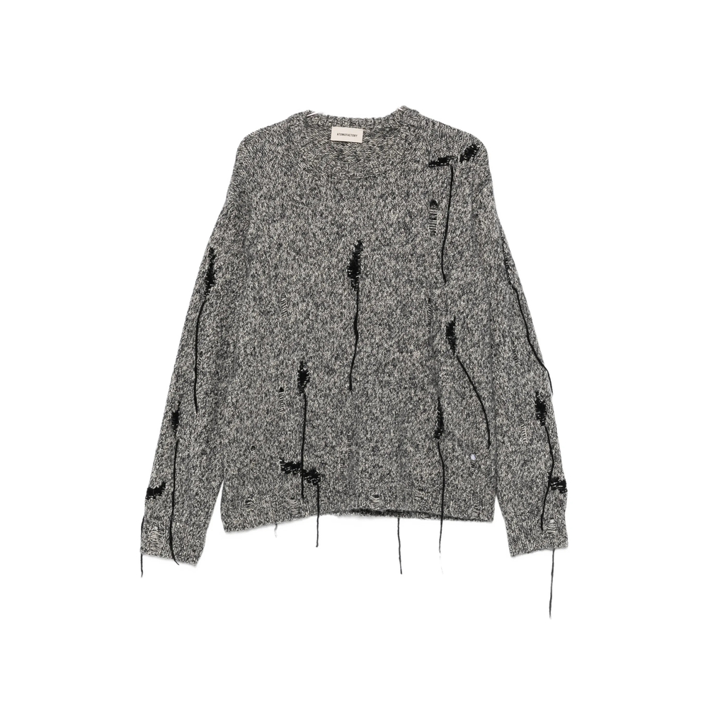 Atomo Factory Distressed Marl-knit Sweater In Grey