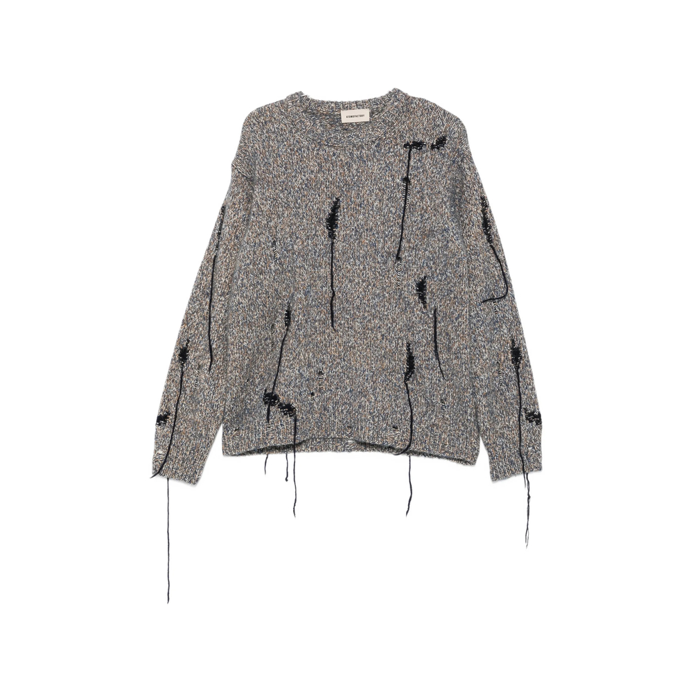 Atomo Factory Distressed Marl-knit Sweater In Grey